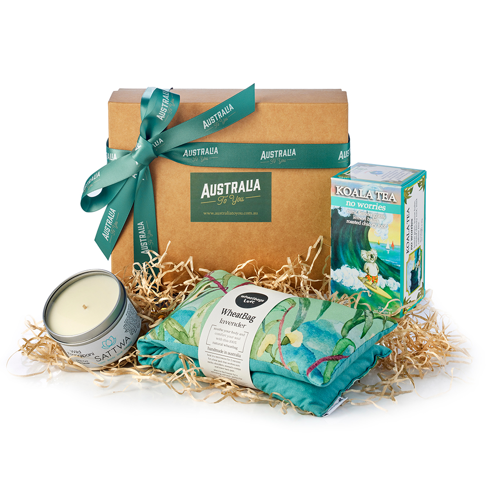 Australian Made Gifts Wheat bag and Relaxing Gift Box Australia to You